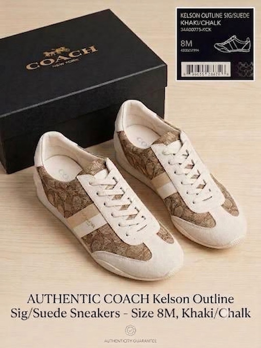 COACH Kelson Outline Sneakers in Khaki and Chalk